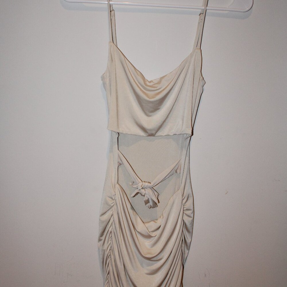 Beige Cut Out Mini Dress